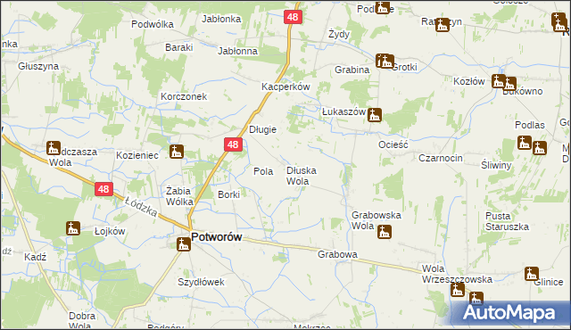 mapa Dłuska Wola, Dłuska Wola na mapie Targeo