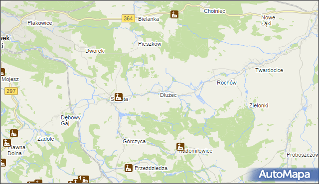 mapa Dłużec gmina Lwówek Śląski, Dłużec gmina Lwówek Śląski na mapie Targeo