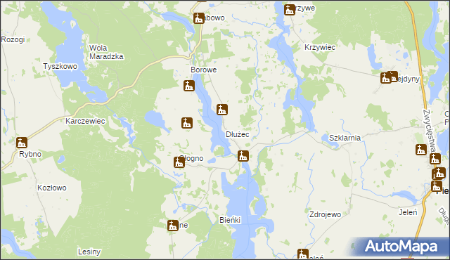 mapa Dłużec gmina Piecki, Dłużec gmina Piecki na mapie Targeo