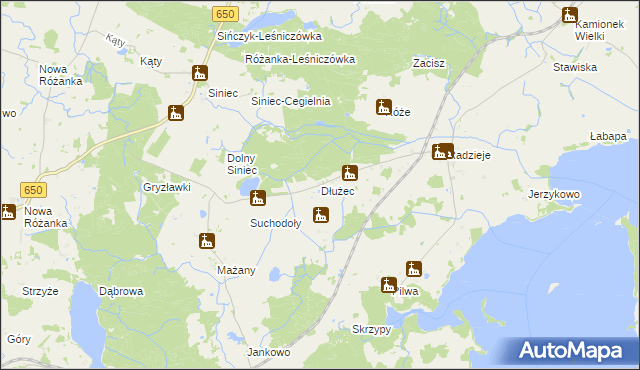 mapa Dłużec gmina Węgorzewo, Dłużec gmina Węgorzewo na mapie Targeo