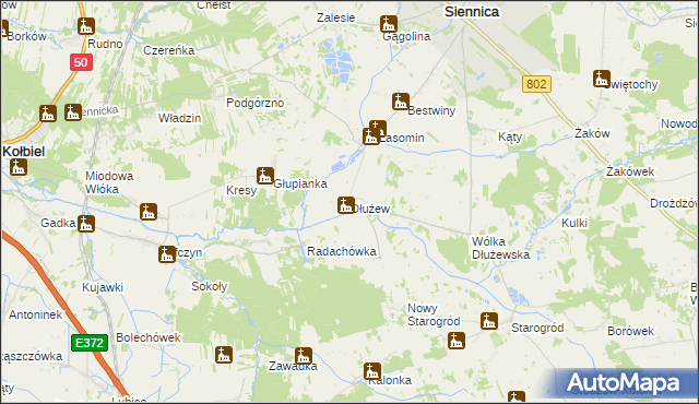 mapa Dłużew, Dłużew na mapie Targeo