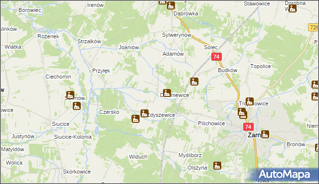 mapa Dłużniewice, Dłużniewice na mapie Targeo