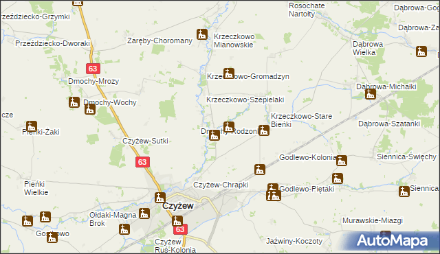 mapa Dmochy-Glinki, Dmochy-Glinki na mapie Targeo