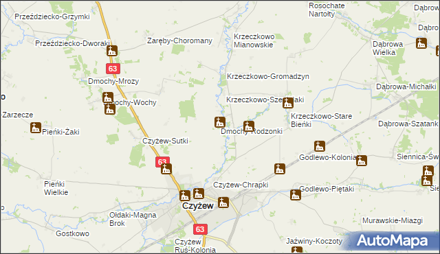 mapa Dmochy-Rodzonki, Dmochy-Rodzonki na mapie Targeo