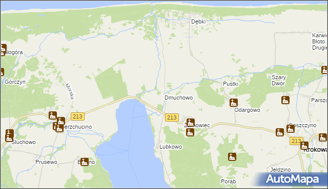 mapa Dmuchowo gmina Krokowa, Dmuchowo gmina Krokowa na mapie Targeo