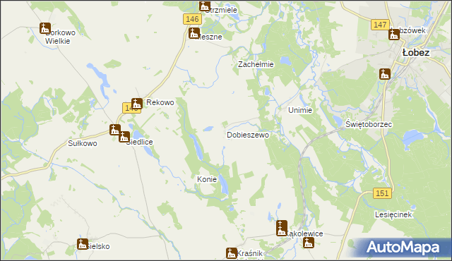 mapa Dobieszewo gmina Łobez, Dobieszewo gmina Łobez na mapie Targeo