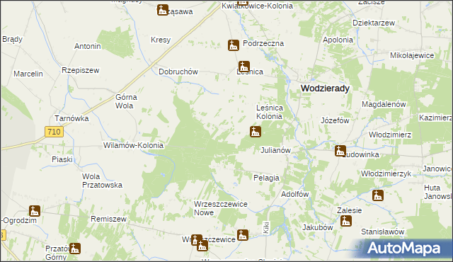 mapa Dobków gmina Wodzierady, Dobków gmina Wodzierady na mapie Targeo