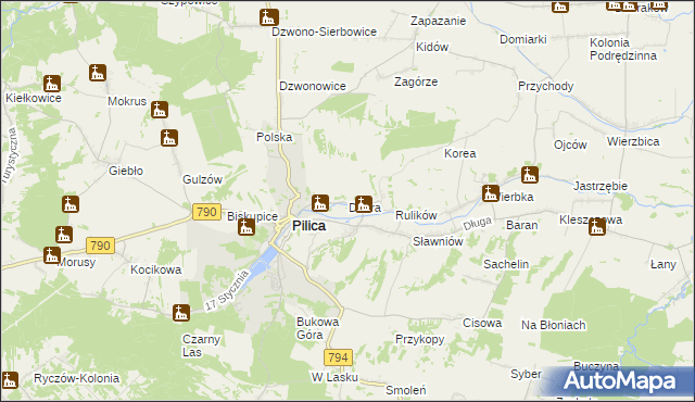 mapa Dobra gmina Pilica, Dobra gmina Pilica na mapie Targeo