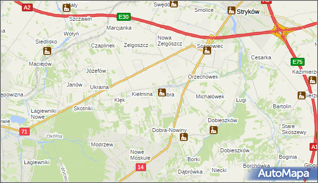 mapa Dobra gmina Stryków, Dobra gmina Stryków na mapie Targeo