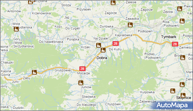 mapa Dobra powiat limanowski, Dobra powiat limanowski na mapie Targeo