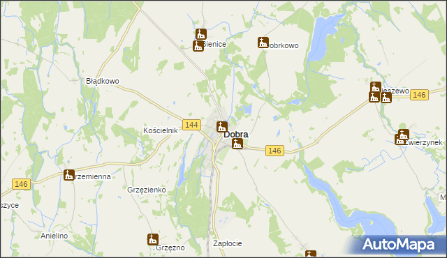 mapa Dobra powiat łobeski, Dobra powiat łobeski na mapie Targeo