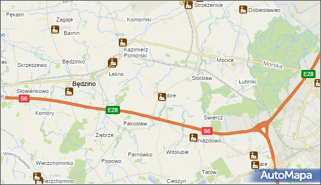 mapa Dobre gmina Będzino, Dobre gmina Będzino na mapie Targeo