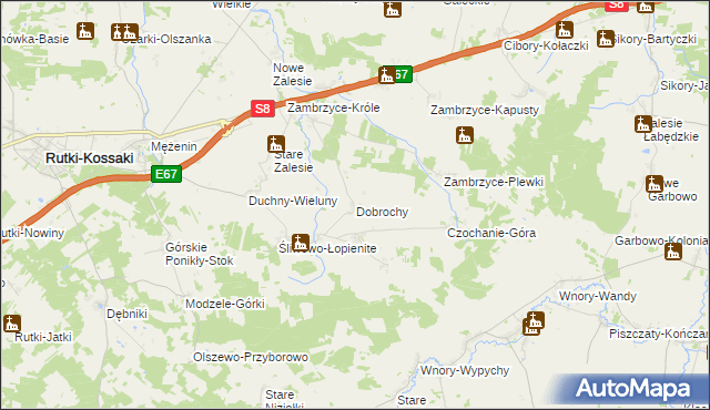 mapa Dobrochy gmina Rutki, Dobrochy gmina Rutki na mapie Targeo