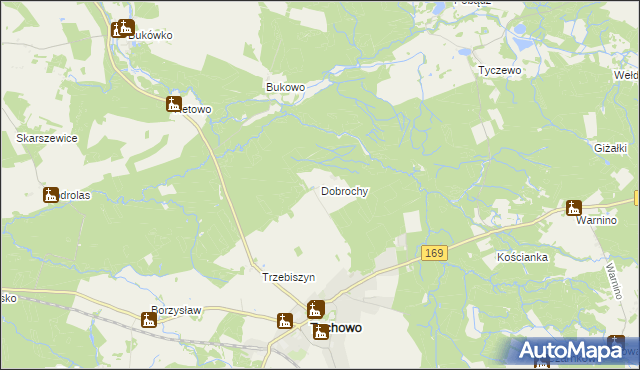 mapa Dobrochy gmina Tychowo, Dobrochy gmina Tychowo na mapie Targeo