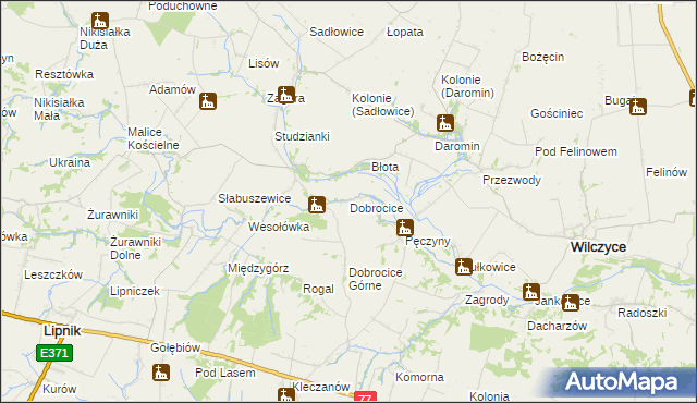 mapa Dobrocice, Dobrocice na mapie Targeo