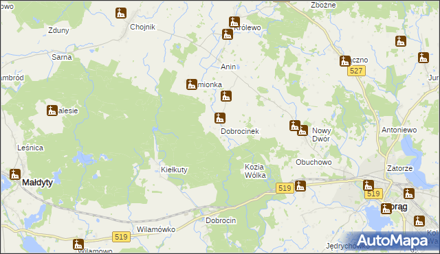 mapa Dobrocinek, Dobrocinek na mapie Targeo