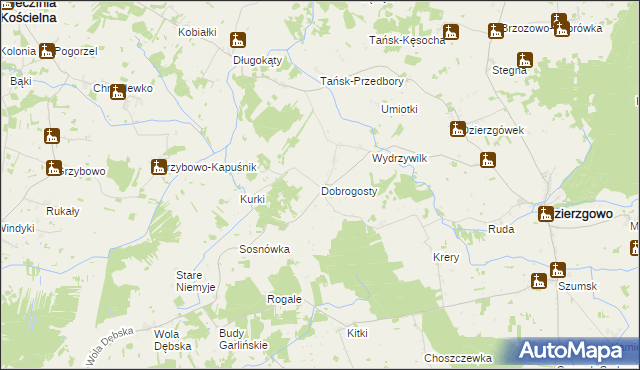 mapa Dobrogosty gmina Dzierzgowo, Dobrogosty gmina Dzierzgowo na mapie Targeo