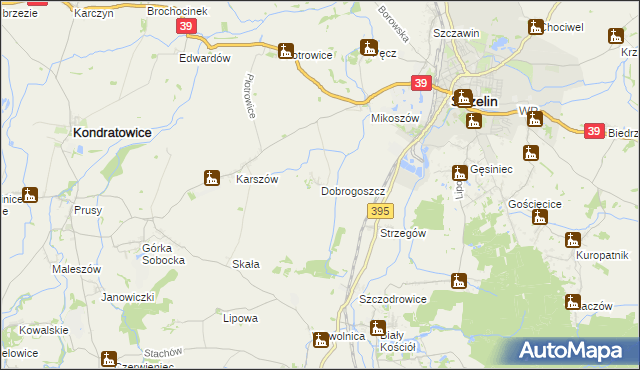 mapa Dobrogoszcz gmina Strzelin, Dobrogoszcz gmina Strzelin na mapie Targeo