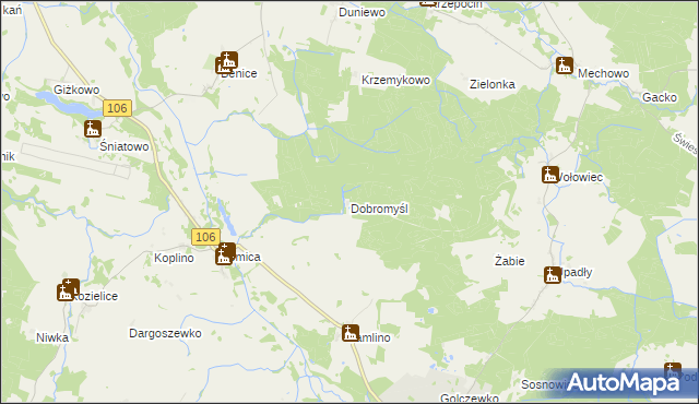 mapa Dobromyśl gmina Golczewo, Dobromyśl gmina Golczewo na mapie Targeo