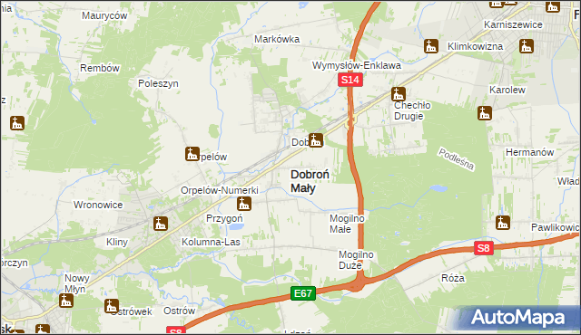 mapa Dobroń Mały, Dobroń Mały na mapie Targeo