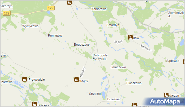 mapa Dobropole Pyrzyckie, Dobropole Pyrzyckie na mapie Targeo