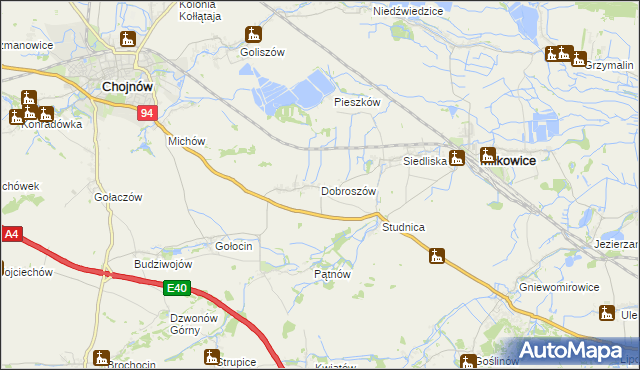 mapa Dobroszów gmina Chojnów, Dobroszów gmina Chojnów na mapie Targeo