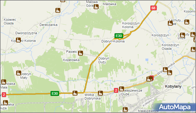 mapa Dobryń Duży, Dobryń Duży na mapie Targeo