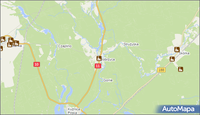 mapa Dobrzyca gmina Szydłowo, Dobrzyca gmina Szydłowo na mapie Targeo
