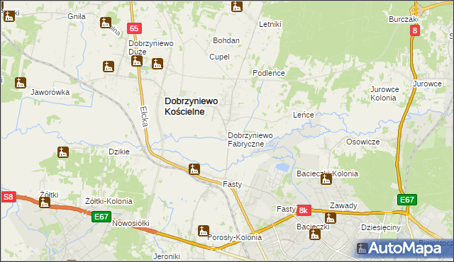 mapa Dobrzyniewo Fabryczne, Dobrzyniewo Fabryczne na mapie Targeo