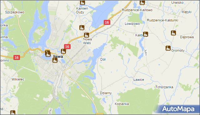 mapa Dół gmina Iława, Dół gmina Iława na mapie Targeo