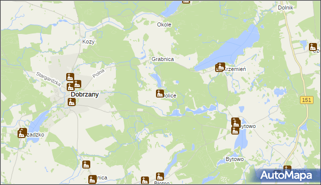 mapa Dolice gmina Dobrzany, Dolice gmina Dobrzany na mapie Targeo