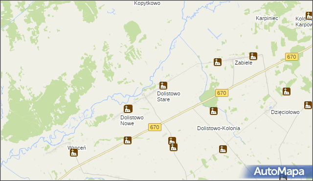 mapa Dolistowo Stare, Dolistowo Stare na mapie Targeo