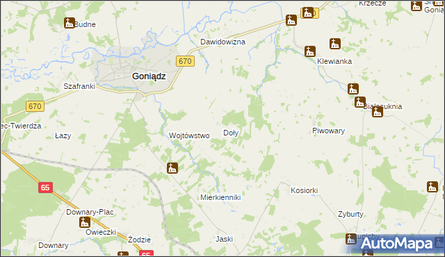 mapa Doły gmina Goniądz, Doły gmina Goniądz na mapie Targeo