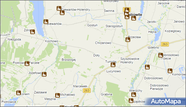 mapa Doły gmina Ostrowite, Doły gmina Ostrowite na mapie Targeo