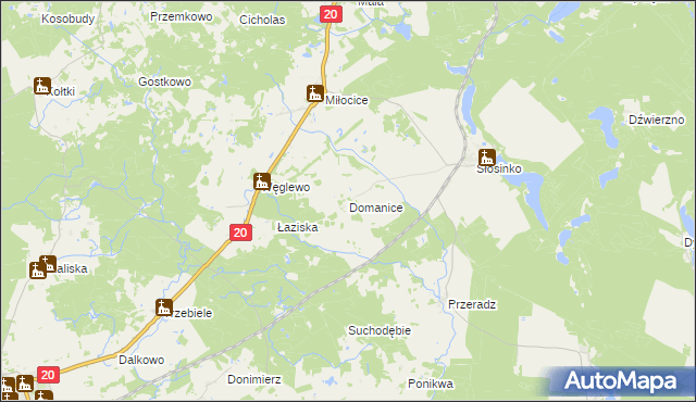 mapa Domanice gmina Miastko, Domanice gmina Miastko na mapie Targeo