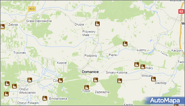 mapa Domanice-Kolonia, Domanice-Kolonia na mapie Targeo