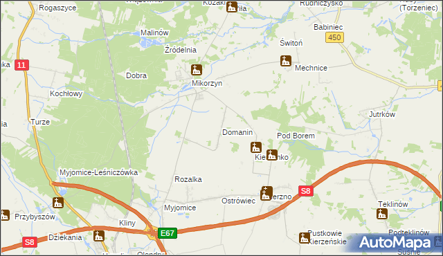 mapa Domanin gmina Kępno, Domanin gmina Kępno na mapie Targeo