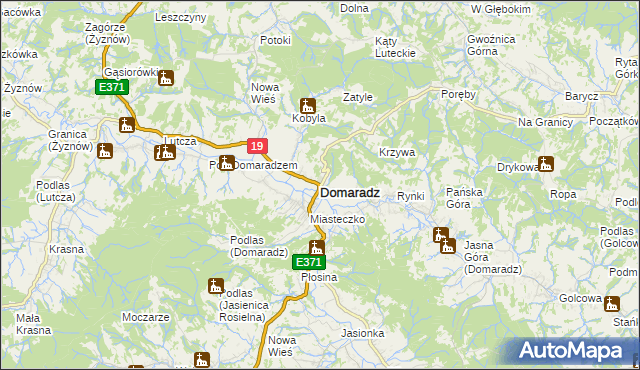 mapa Domaradz powiat brzozowski, Domaradz powiat brzozowski na mapie Targeo