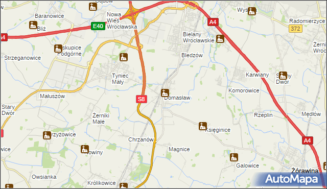 mapa Domasław, Domasław na mapie Targeo