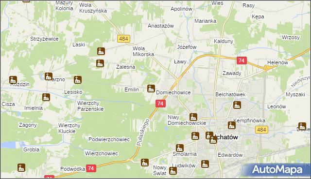 mapa Domiechowice, Domiechowice na mapie Targeo