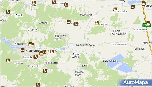 mapa Dominikanówka, Dominikanówka na mapie Targeo