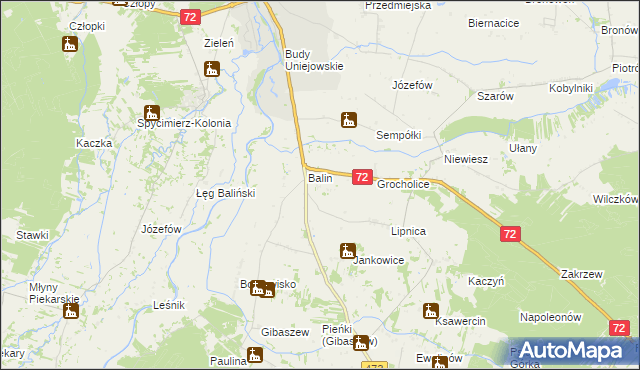 mapa Dominikowice gmina Poddębice, Dominikowice gmina Poddębice na mapie Targeo