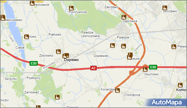mapa Dopiewiec, Dopiewiec na mapie Targeo