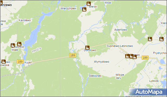 mapa Dorotowo gmina Więcbork, Dorotowo gmina Więcbork na mapie Targeo