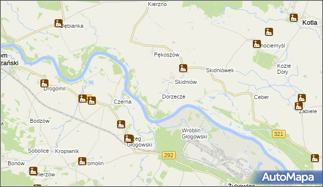 mapa Dorzecze, Dorzecze na mapie Targeo