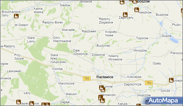 mapa Dosłońce, Dosłońce na mapie Targeo