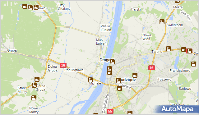 mapa Dragacz, Dragacz na mapie Targeo