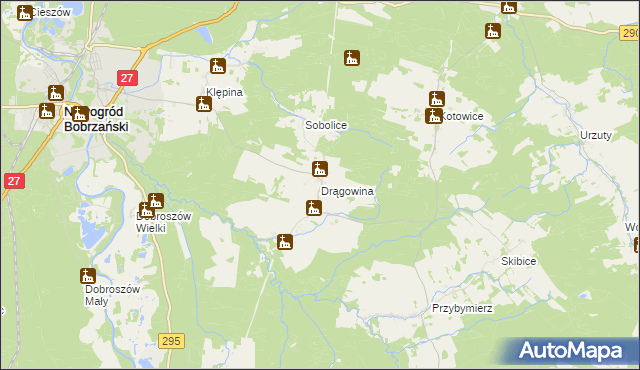 mapa Drągowina, Drągowina na mapie Targeo