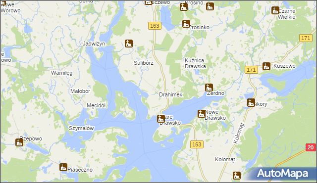 mapa Drahimek, Drahimek na mapie Targeo