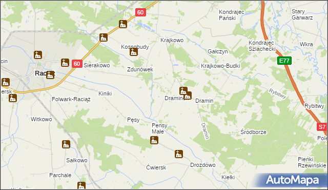 mapa Draminek, Draminek na mapie Targeo